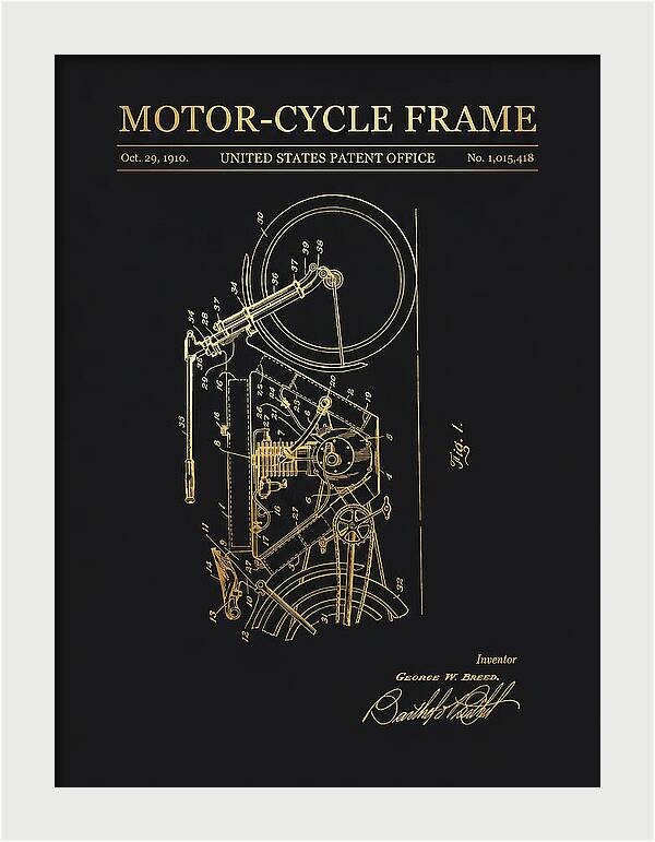 Motor Cycle Frame Gold Patent Us1015418a