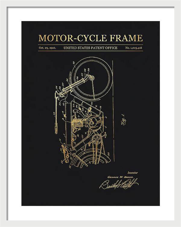 Motor Cycle Frame Gold Patent Us1015418a