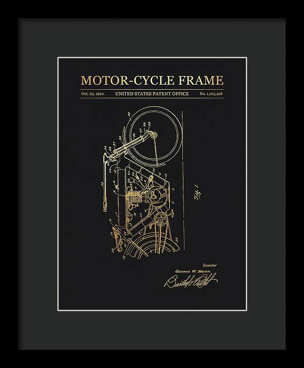 Motor Cycle Frame Gold Patent Us1015418a