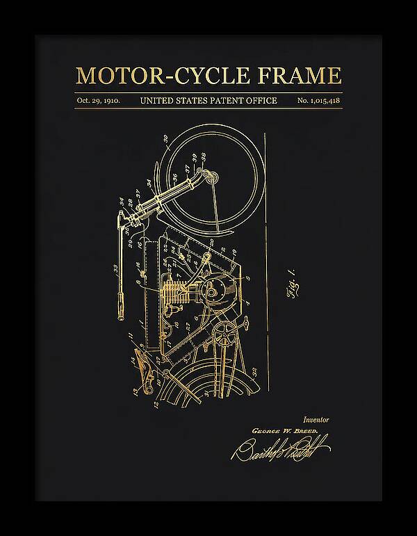 Motor Cycle Frame Gold Patent Us1015418a