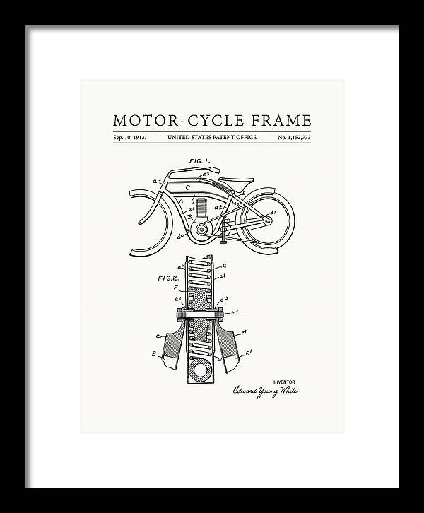 Motor Cycle Frame Minimalist Patent Us1152773a