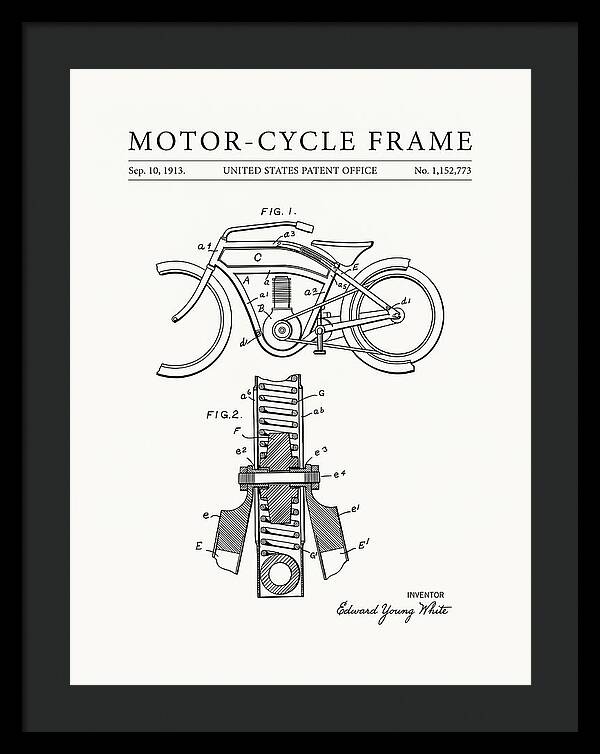 Motor Cycle Frame Minimalist Patent Us1152773a