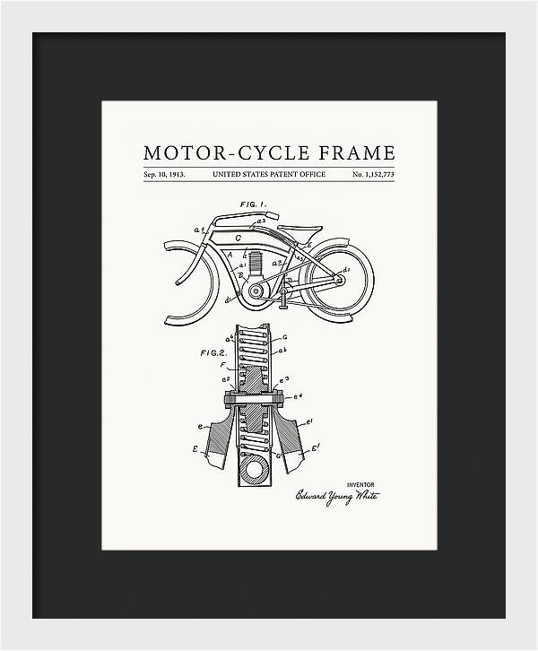 Motor Cycle Frame Minimalist Patent Us1152773a