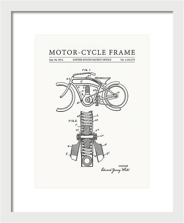 Motor Cycle Frame Minimalist Patent Us1152773a