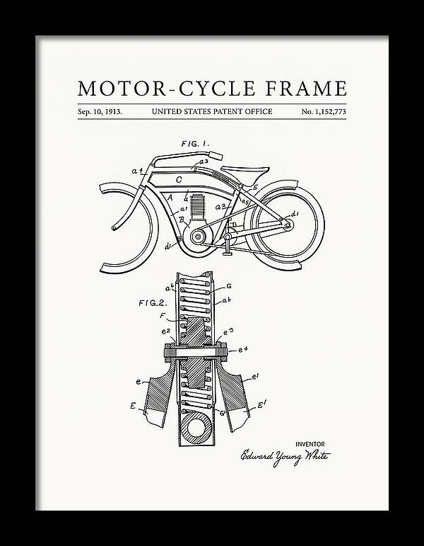 Motor Cycle Frame Minimalist Patent Us1152773a