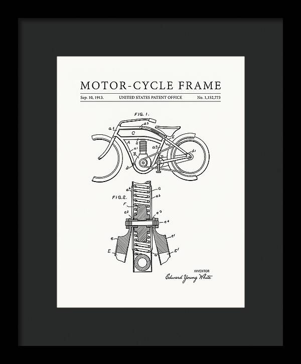 Motor Cycle Frame Minimalist Patent Us1152773a