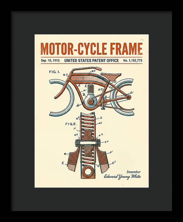 Motor Cycle Frame Retro Patent Us1152773a