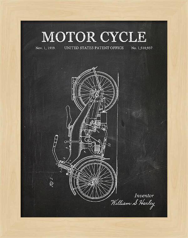 Motor Cycle Harley Davidson Chalkboard Patent Us1510937a