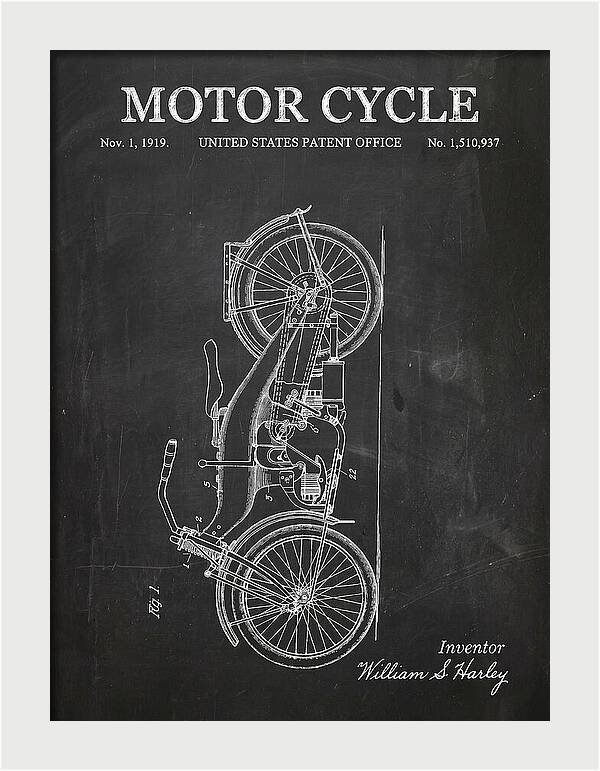 Motor Cycle Harley Davidson Chalkboard Patent Us1510937a