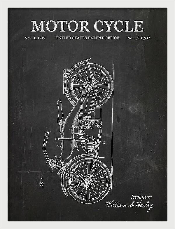 Motor Cycle Harley Davidson Chalkboard Patent Us1510937a