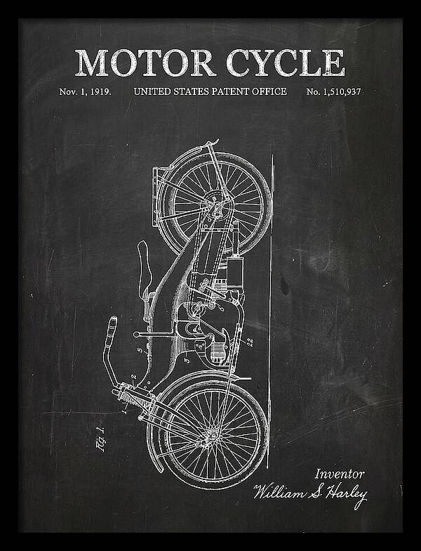 Motor Cycle Harley Davidson Chalkboard Patent Us1510937a