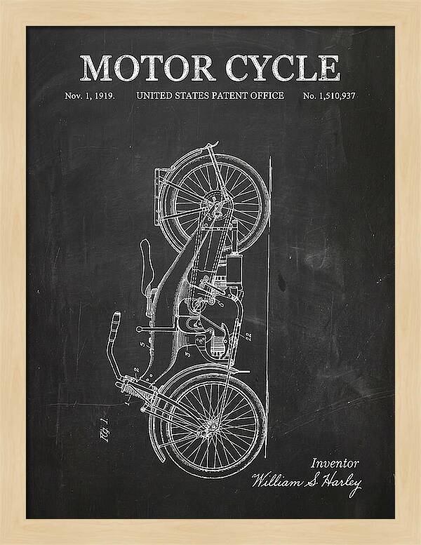 Motor Cycle Harley Davidson Chalkboard Patent Us1510937a