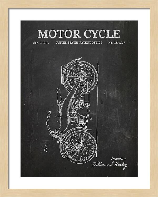 Motor Cycle Harley Davidson Chalkboard Patent Us1510937a