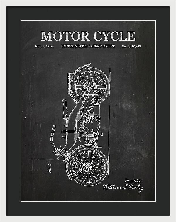Motor Cycle Harley Davidson Chalkboard Patent Us1510937a