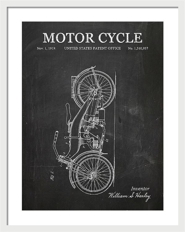 Motor Cycle Harley Davidson Chalkboard Patent Us1510937a