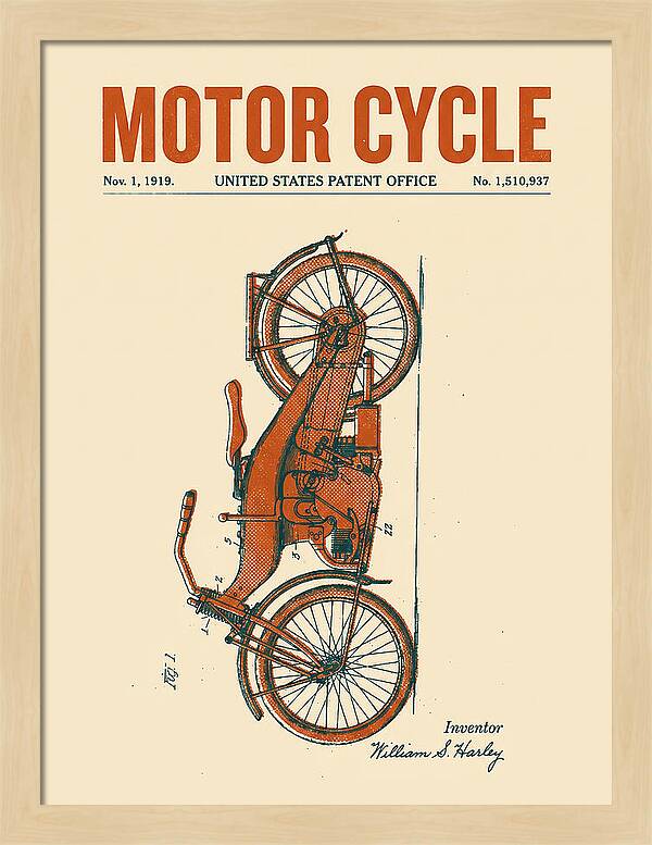Motor Cycle Harley Davidson Retro Patent Us1510937a