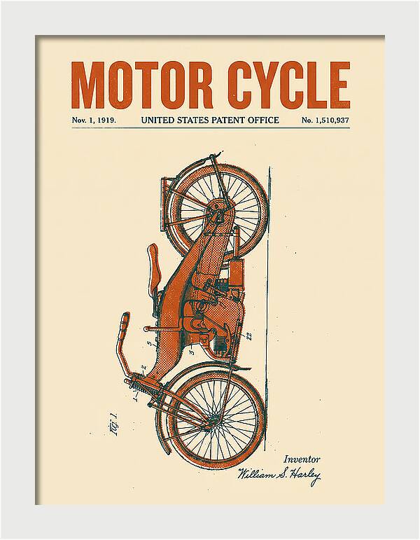 Motor Cycle Harley Davidson Retro Patent Us1510937a