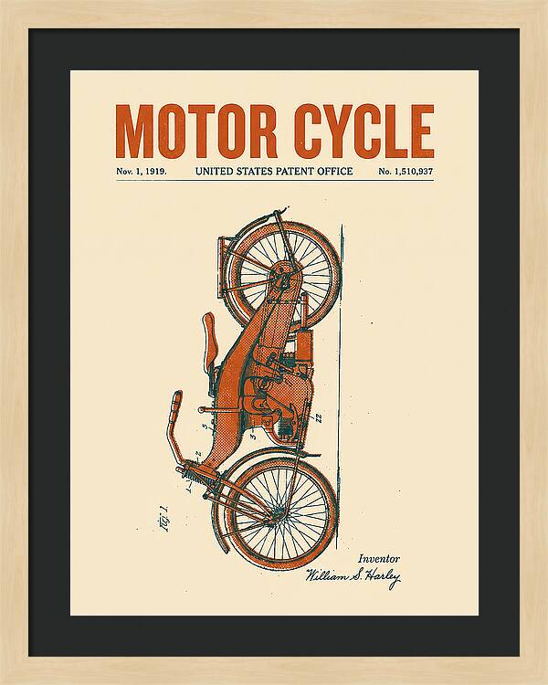 Motor Cycle Harley Davidson Retro Patent Us1510937a