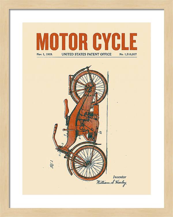 Motor Cycle Harley Davidson Retro Patent Us1510937a