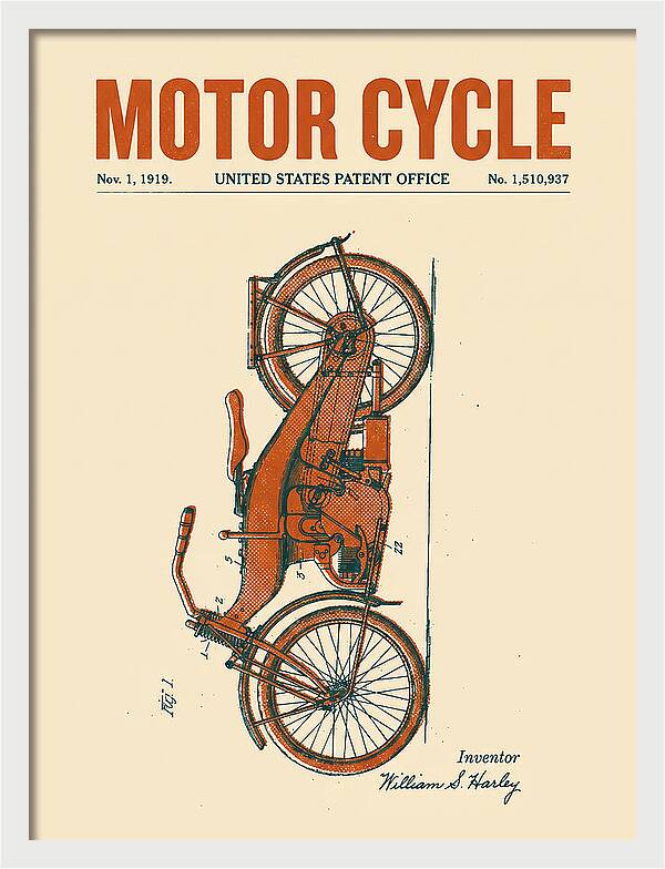Motor Cycle Harley Davidson Retro Patent Us1510937a