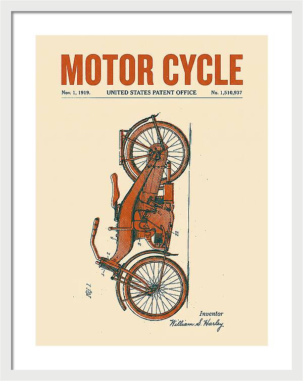 Motor Cycle Harley Davidson Retro Patent Us1510937a