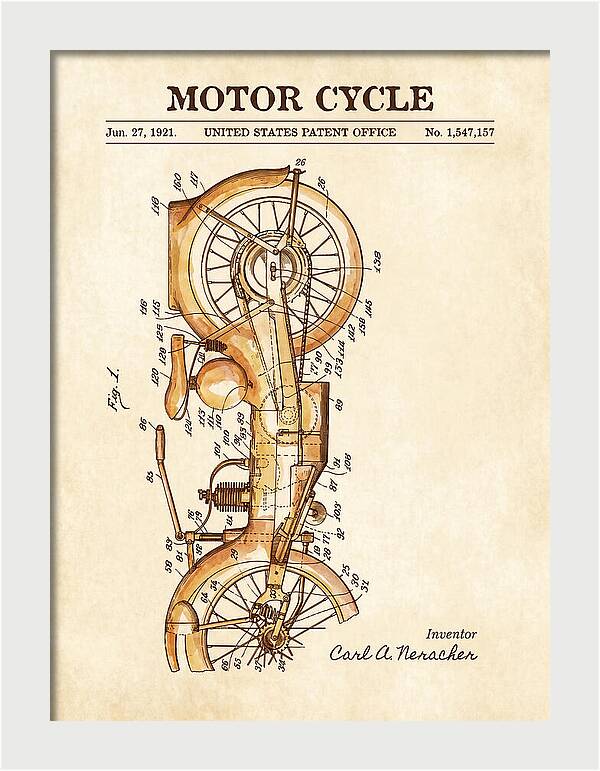 Motor Cycle Ner A Car Watercolor Patent Us1547157a
