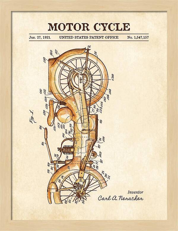Motor Cycle Ner A Car Watercolor Patent Us1547157a