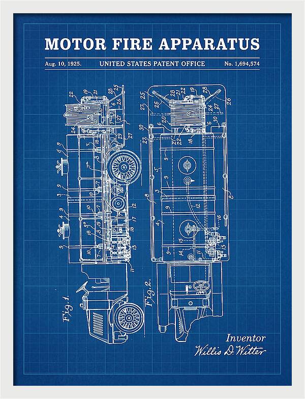 Motor Fire Apparatus Blueprint Patent Us1694574