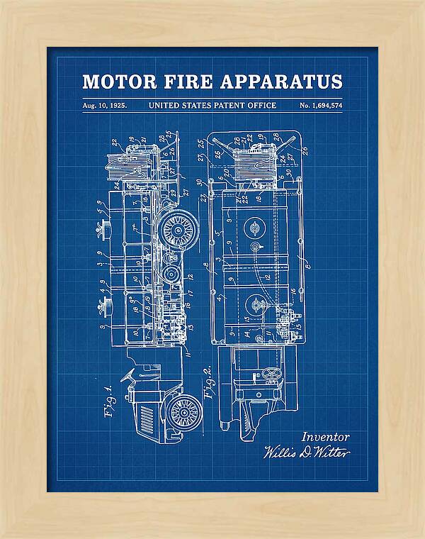 Motor Fire Apparatus Blueprint Patent Us1694574