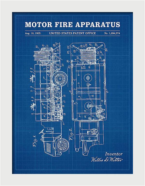 Motor Fire Apparatus Blueprint Patent Us1694574