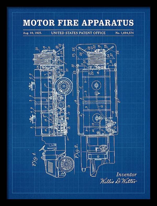Motor Fire Apparatus Blueprint Patent Us1694574