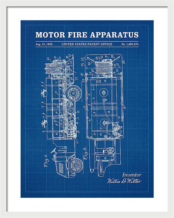 Motor Fire Apparatus Blueprint Patent Us1694574