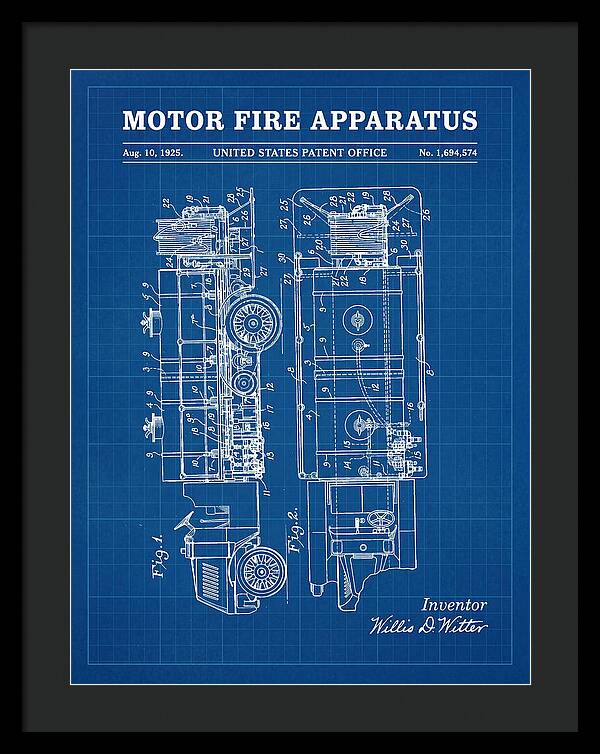 Motor Fire Apparatus Blueprint Patent Us1694574