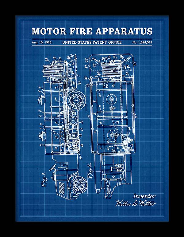 Motor Fire Apparatus Blueprint Patent Us1694574
