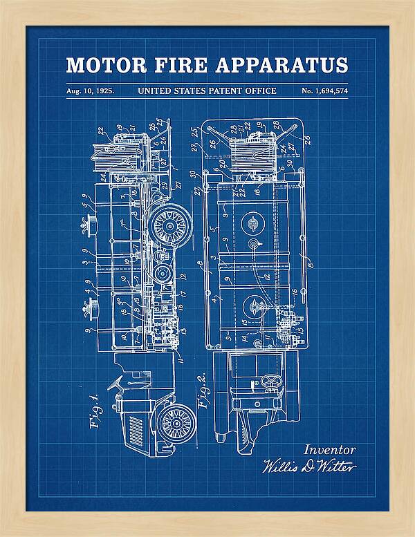 Motor Fire Apparatus Blueprint Patent Us1694574
