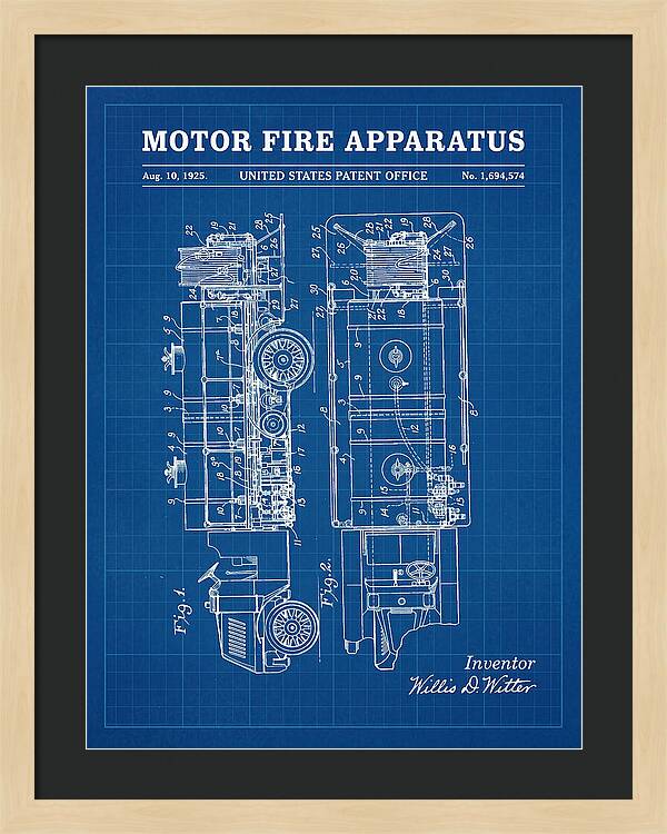 Motor Fire Apparatus Blueprint Patent Us1694574