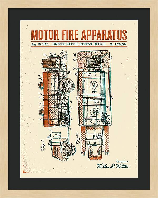 Motor Fire Apparatus Retro Patent Us1694574
