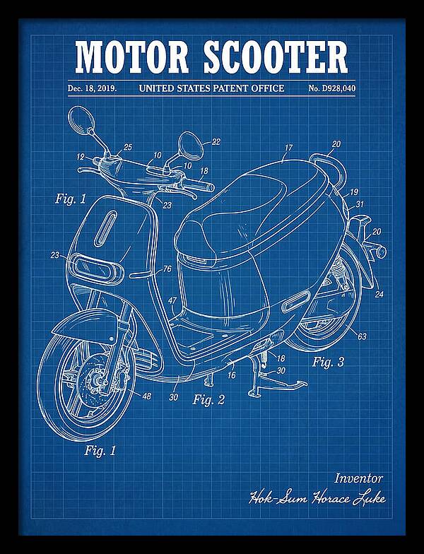 Motor Scooter Gogoro Blueprint Patent Usd928040s1