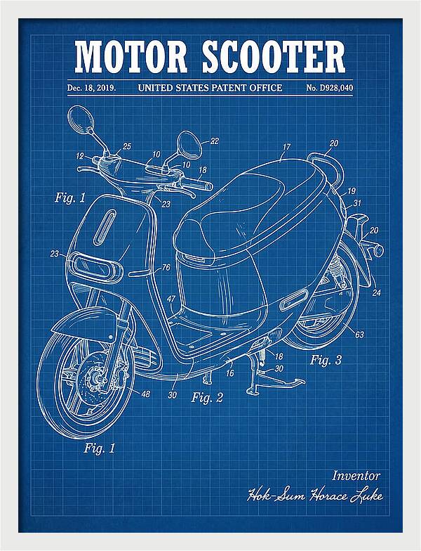 Motor Scooter Gogoro Blueprint Patent Usd928040s1