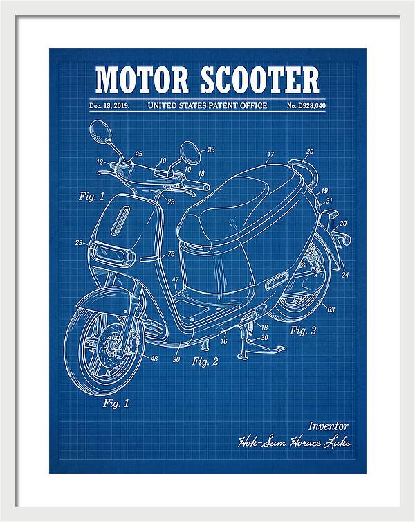 Motor Scooter Gogoro Blueprint Patent Usd928040s1