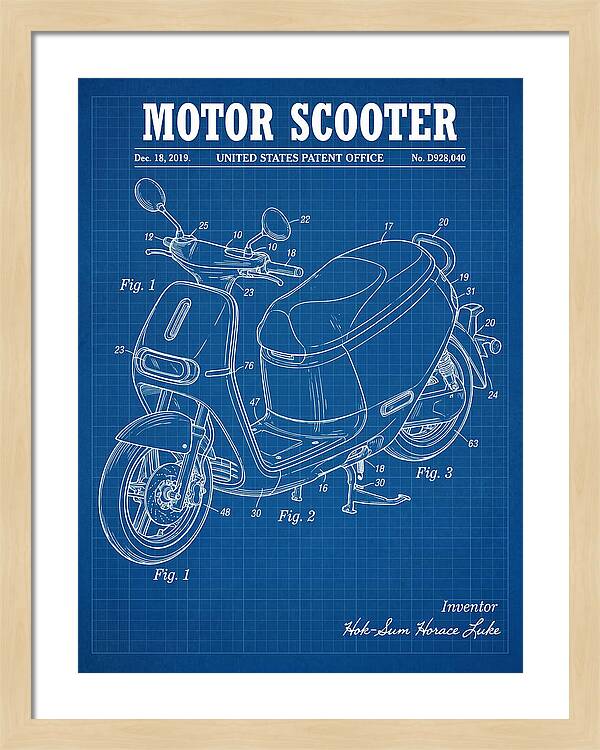 Motor Scooter Gogoro Blueprint Patent Usd928040s1