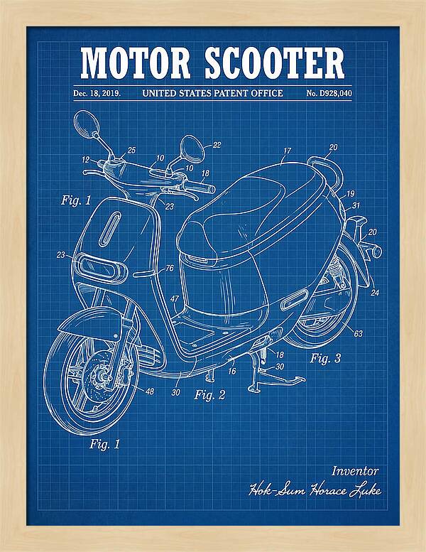 Motor Scooter Gogoro Blueprint Patent Usd928040s1