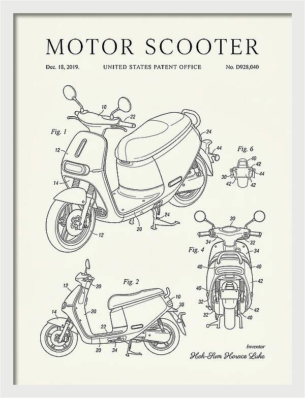 Motor Scooter Gogoro Minimalist Patent Usd928040s1