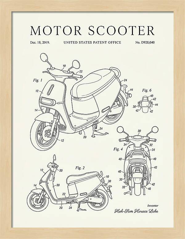 Motor Scooter Gogoro Minimalist Patent Usd928040s1