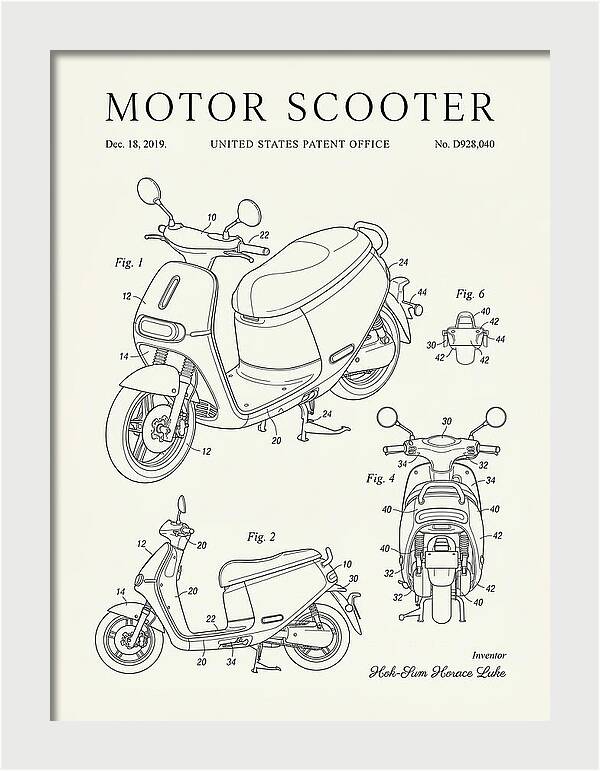 Motor Scooter Gogoro Minimalist Patent Usd928040s1