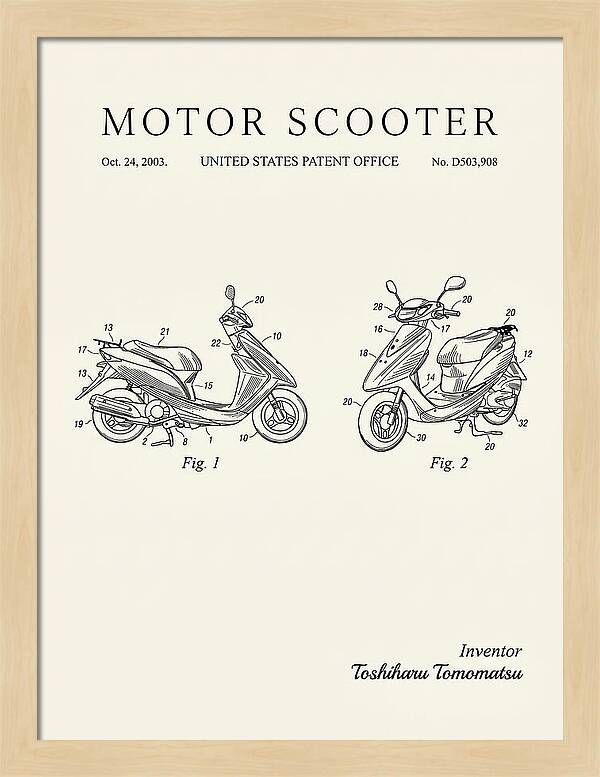 Motor Scooter Minimalist Patent Usd503908s1