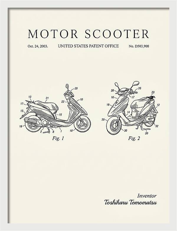 Motor Scooter Minimalist Patent Usd503908s1