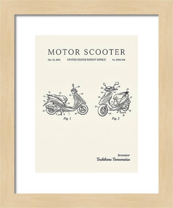 Motor Scooter Minimalist Patent Usd503908s1