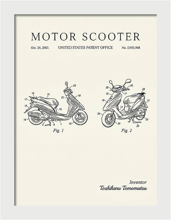 Motor Scooter Minimalist Patent Usd503908s1