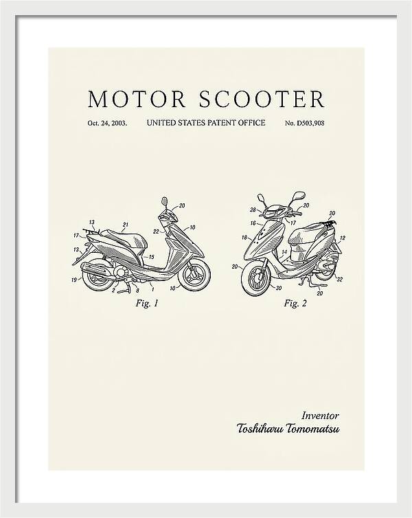 Motor Scooter Minimalist Patent Usd503908s1
